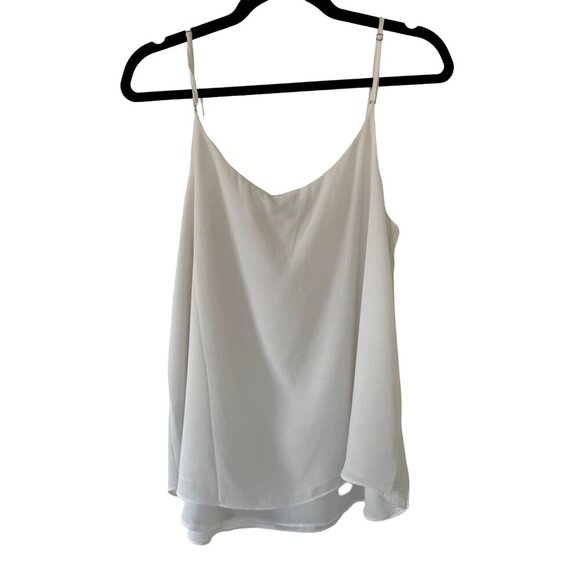 1. STATE Chiffon Inset V-Neck Spaghetti Strap Cami Large Cloud White - Picture 14 of 16